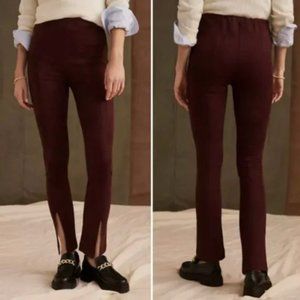 ANTHROPOLOGIE Avec Les Filles Slit Front Sueded Leggings Plum Sz XS NWT